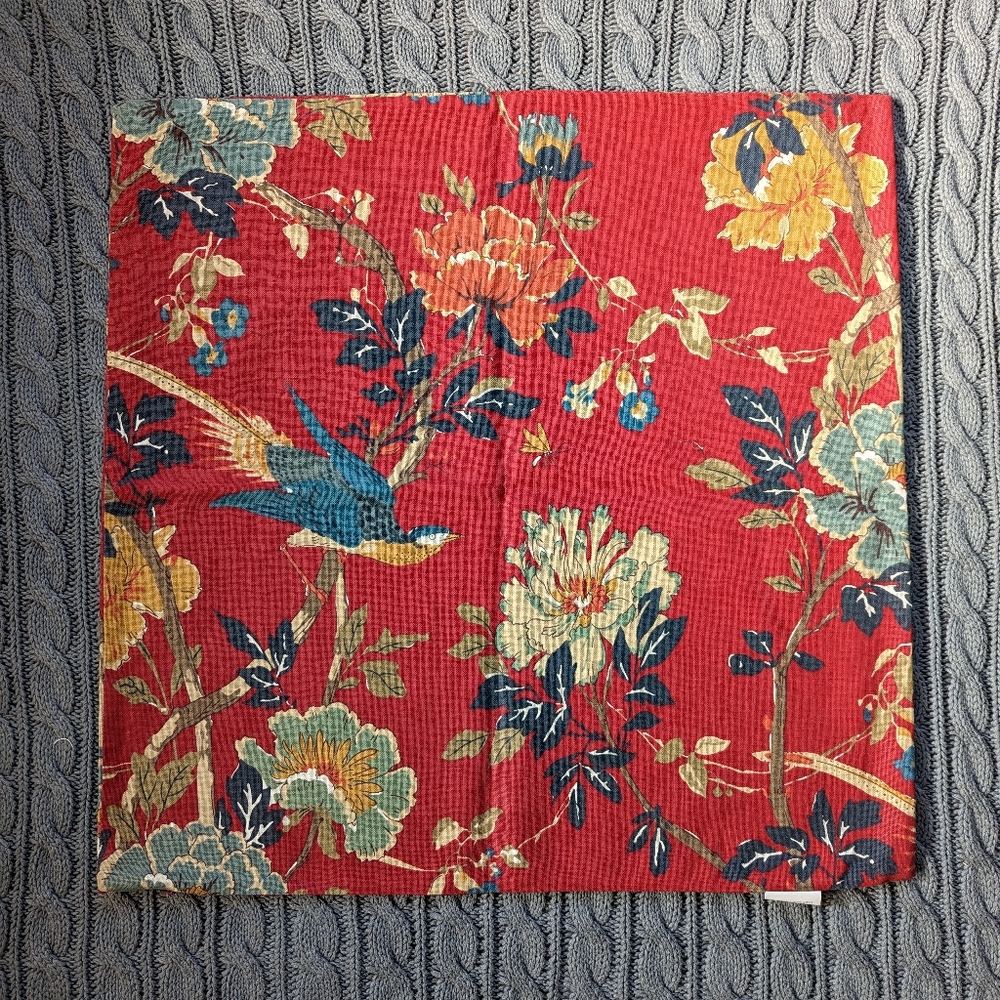 Pottery Barn Red Floral Pillow Cover - Size 24 x 24